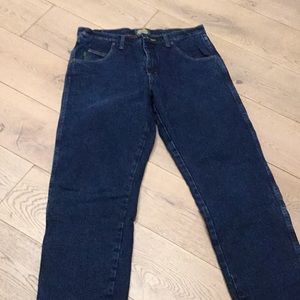 Fleece-lined Dark Blue Winter Jeans